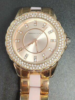 ✨ STUNNING Adrienne Vittadini Gold & Pink Pave Crystal Watch ✨